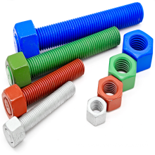 M6*100mm Colorful Zinc Ni PTFE Coating Carbon Steel  ASTM A193 Grade B7 Full Thread Stud Bolts and Nuts